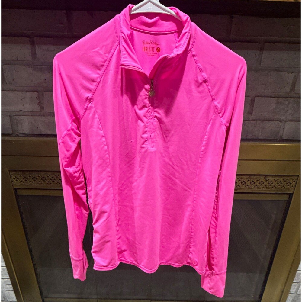 Lilly Pulitzer Luxletic 1/4 Zip Mock Neck Raglan Stretch Pullover Women S Pink